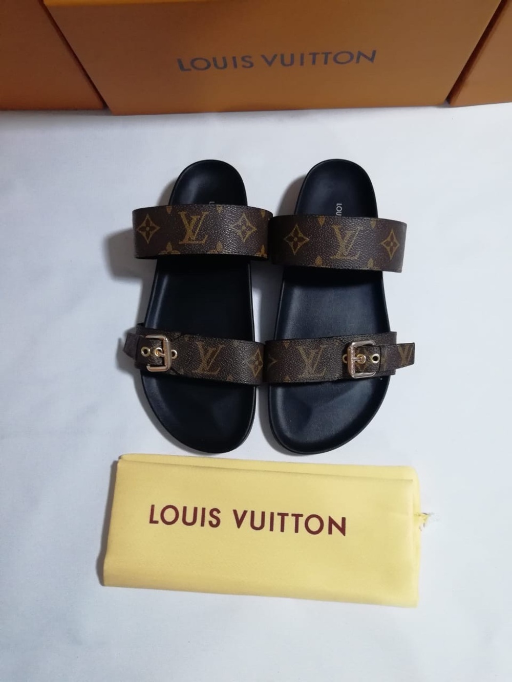 Louis Vuitton Brown Monogram Dual-Strap Men’s Slide Sandals